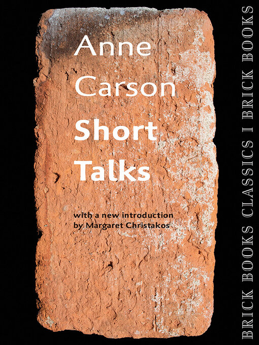 Title details for Short Talks by Anne Carson - Available
